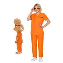 1 Set Disfraz de Cosplay para Adultos, Atuendo de Convictos de Prisión, Disfraz de Halloween Primavera Otoño - Naranja Quemada - Ver 3