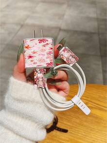 極簡海洋元素蘋果充電器蝴蝶結造型保護套，適用於 20W Apple 15 充電線保護套、16 Pro Max 手機數據線保護套、13/14 Plus 保護套，防斷裂、防貓咬 - 橘紅色海馬 - 查看 3