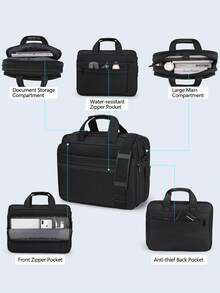 15.6 Inch Waterproof Laptop Bag, Expandable Briefcase, Unisex Messenger Bag, Suitable For Business Travel And College, Grey, Padded Tech Compartment - Multicolor - View 4