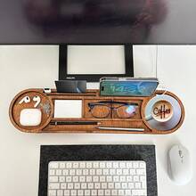 Compact Wooden Desk Organizer - Perfect For Pens, Fashion Glasses, Phone And Keyboard Tray - Minimalist Design Durable Wooden Office Accessory, Natural Finish, Ideal Gift For Father's Day, Christmas, Birthday, Office Supplies And Corporate Gifts, Desk Decor, Workspace Organization, Streamlined Design - Multicolor - View 5