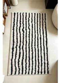 1pc Faux Cashmere Striped Print Bathroom Mat, Soft Square Durable Luxury Carpet, Dotted Non-Slip Backing, Halloween Christmas Theme Doormat, Home Furniture Decor Rug - Multicolor - View 14