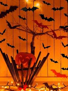 120/72/60/12pcs Halloween Bat Decorations, Halloween 3d Bat Wall Decor, Black Bat Wall Stickers, Black Bat Decals, Reusable, Suitable For Bathroom, Bar, Restaurant, Bedroom Door, Halloween Party Supplies, Winter Halloween Home Decor - Multiple Styles - View 3