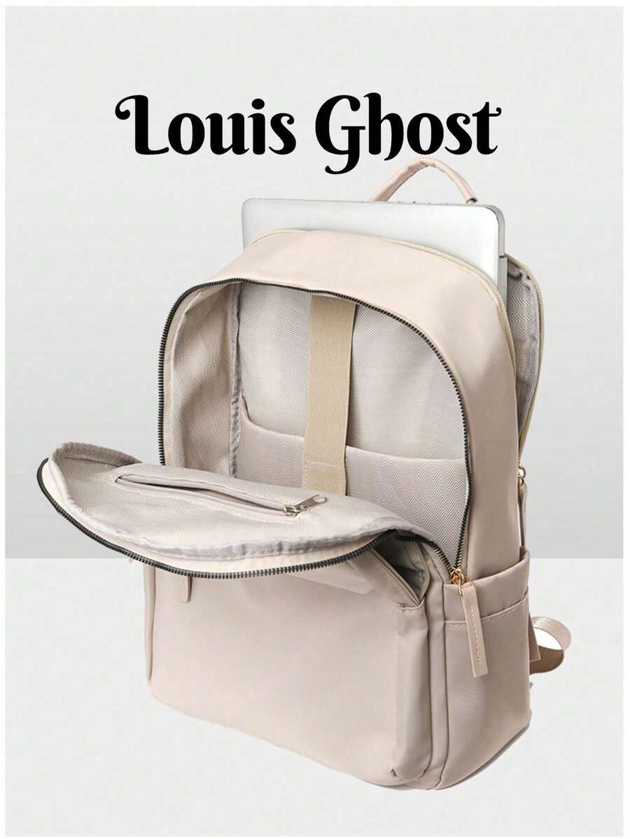 Waterproof Large Capacity Backpack, Fashionable & Versatile, Back To School - Beige - View 1