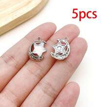 5/20pcs Silvery Plated Blue Rhinestone Charms Dolphin Shell Star Heart Butterfly Owl Pendant For DIY Bracelet Necklace Earring Jewelry Making Findings - Blue - View 30