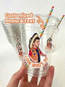 1/6/12/24pcs Customizable Photo & Text Waterproof Stickers, Multiple Sizes, Graduation Party, Bachelor Party, Wedding Party, Back To School, Christmas, Halloween, Anniversary, Birthday, Party Favors - Multicolor - View 4