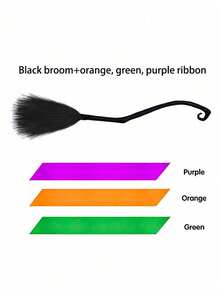 Halloween Witch Broom Decoration Cosplay Costume Plastic Witch Magic Broom Prop - Multicolor - View 6