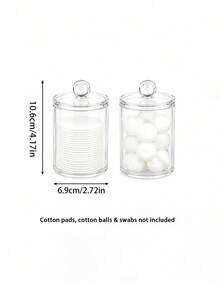 Set Kotak Penyimpanan Kamar Mandi 1/2/3/4 Buah: Wadah Penyimpanan Kapas Transparan 3 Buah (Dengan Baki Silikon Oval), Cocok untuk Menyimpan Kapas, Bola Kapas, dan Tusuk Gigi, Juga Berfungsi sebagai Kotak Penyimpanan Meja Rias atau Kotak Penyimpanan Kosmetik - MultiWarna - View 18