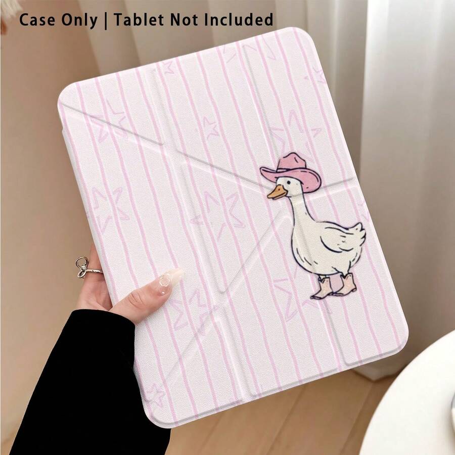 Striped And Duck, Star Pattern Painted Effect Tablet Protective Case With Stand, Suitable For Honor 8/9/10/X8/X8A/X9/X8Pro/X9Pro And Other Models/ MatePad SE 11 Inch/MatePad 11 Inch/11.5 Inch, MatePad Pro/, Apple 10th/11th Gen 2025 (A16), Galaxy Tab A7/A9 And Other Popular Models - Style 55 - View 1