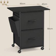 VASAGLE 2-Drawer File Cabinet, Mobile Printer Stand - Black - View 2