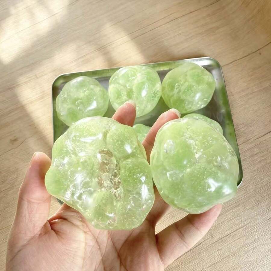 1pc Korean Coconut Oil Green Grape Sugar Ball Squeeze Toy, Voice-Activated Slow Rebound