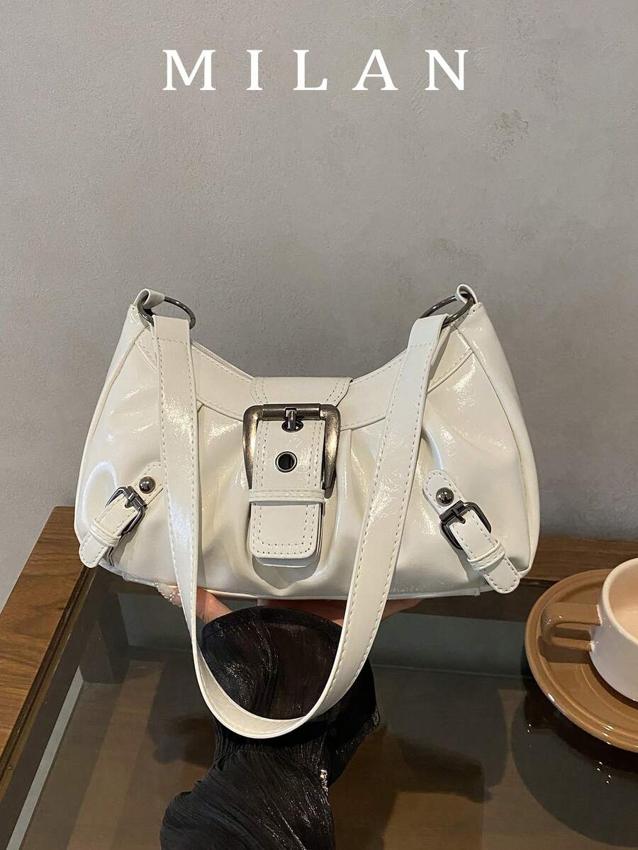 Niche Design Chain 2026 新款女包 時尚哥德風鉚釘腋下包 手提包 單肩包 純色鉚釘鏈條肩背包