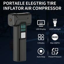 مضخة هواء محمولة للإطارات، ضاغط هواء 150PSI بدون سلك مع إضاءة LED، شحن USB، بطارية ليثيوم بتصميم محمول، مناسبة للسيارات والدراجات والمعدات الرياضية - جهاز يدوي لاسلكي - A - مشاهدة 3