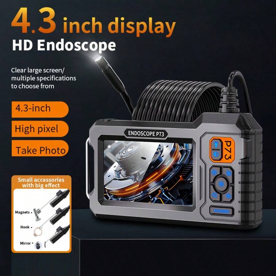 NATFIRE 4.3" HD Industrial Endoscope Camera With Light,Inspection Borescope With IPS Screen, 16.5FT Semi-Rigid Cord, IP67 Waterproof , Ideal For Maintenance & Machine Inspecting Walls, Vents, Automotive Engines, Sewers And Tools,Pipes,Gift For Men - P73 - View 1