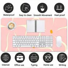 Pink Floral Leather Desk Mat, Beautiful Artistic Large Mouse Pad, Desk Accessory, Non-Slip Keyboard Pad, Leather Material, Suitable For Office, Home Computer Desk Protective Pad, Can Be Given As A Gift To Men, Women, Gaming Mouse Pad, Desk Accessory - View 9