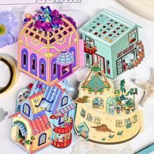 1 Set 3D Scene Building Stickers, Fun Stress Relief Children's Planner Stickers, House Series - Mini Version 12.0 Aquarium - View 2