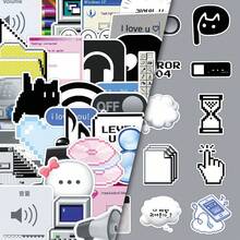 50pcs Vintage Computer Icon Symbols Stickers, Creative Decor For Mirror, Storage Box, Tablet School Supplies - Multicolor - View 3