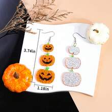 Pendientes de Acrílico Vintage de Halloween, Estilo Gótico Oscuro con Colgantes de Calabaza, Murciélago, Calavera y Fantasma, Joyería de Disfraz para Ambiente de Fiesta - Multicolor - Ver 3