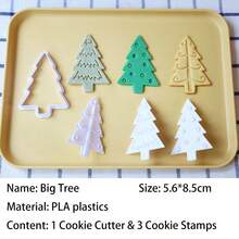 Juego de 4 moldes para galletas con forma de árbol de pino, moldes de repostería con relieve de árboles estilizados surtidos para postres estilo bosque y regalos de aperitivos hechos a mano - Ver 12