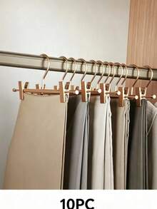 1/3pcs Premium Matte Gold Aluminum Pants Hanger, 12.25 Inch (Approx. 31.0cm) Ultra-Smooth Durable Metal Skorts Rack, Lightweight Sturdy Metal Frame, Suitable For Pants, With 2 Adjustable Non-Slip Clips And Rotating Hook - Multicolor - View 10