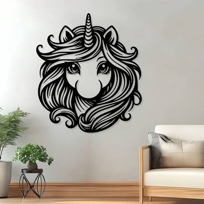 CIFbuy 1pc Unicorn Metal Wall Sculpture, Iron Art Bedroom & Garden Fence Decor, Weather-Resistant Christmas Gift, Suitable For Bedroom And Various Home Spaces Decoration, A Thoughtful Gift For Friends And Family; Can Decorate Home, Room, Bedroom, Living Room, Kitchen, Bathroom, Easy To Install, Also Suitable As Housewarming, Birthday, Graduation Gift.
