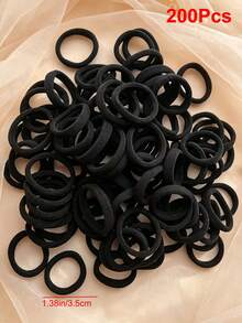 50/100/150/200 Pcs Girls Classic Black Hair Ties, Basic Elastic Seamless Hair Rope Ponytial Holders Hair Accessory For Daily Use - Black - View 8