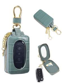 MIYIN Fashionable Visible Key Cover, Minimalist Solid Color Crocodile Texture Keychain, Unisex, Mini Portable Scratch-Resistant Car Key Pouch - Universal Car Key Ring, PU Zipper Key Ring Wallet, Men's Birthday Gift, Gift For Husband, Women's Gift, Valentine's Day Gift, Key Storage Bag, Mini Wallet - Multicolor - View 14