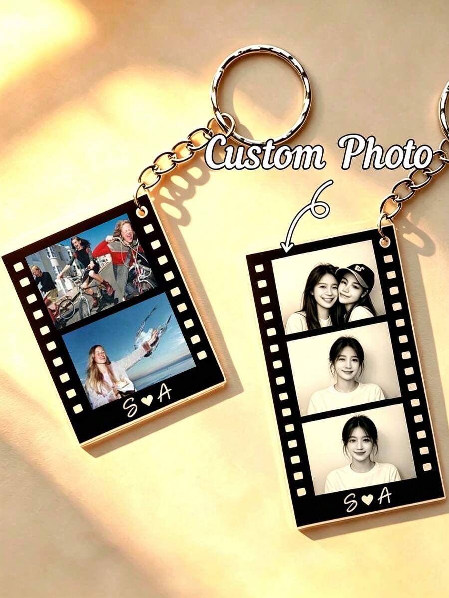 Custom Photo Acrylic Keychain, Valentine's Day Gift (Unisex), Couple Keychain, Personalized Photo Keychain, Couple Gift, Anniversary Gift, Personalized Photo Lanyard Pendant, Holiday Calendar, Birthday Gift - Multicolor - View 1