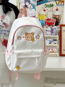 Rilakkuma Cute Candy Bean Japanese Ins Style Relaxed Bear Backpack, College Style Student School Commute Versatile Small Backpack For Women - Multi-color - View 3