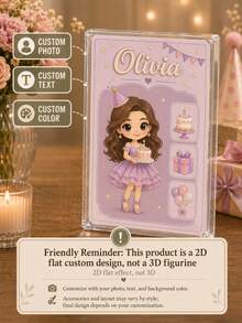 Custom Portrait Doll, Personalized Digital Portrait Art, Custom Photo To Cartoon 2D Acrylic Plaque, Wedding Keepsake, 3D Visual Printing Effect, Custom Name Photo Display Board, Personalized Acrylic Keepsake, Birthday, Anniversary, Wedding Gift, Desktop Home Office Decor, Personalized Photo Keepsake - Multicolor - View 2