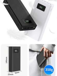 휴대용 파워뱅크, 20,000mAh 용량, PD 22.5W 고속 충전 지원, LED 디지털 디스플레이 탑재, 업무 및 야외 여행에 적합, 스마트폰, 스마트워치, 이어폰 등 다양한 기기와 호환, 휴대용 야외용 예비 파워뱅크의 최우선 선택 - 화이트 - 보기 2
