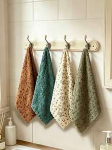 1/2/4/6/8pcs Floral Pattern Cleaning Cloths, Quick-Drying Thickened And Widened Kitchen Towels, Soft And Breathable, Suitable For Bath Towels, Car Polishing Pads And Glassware Cleaning, Square Towels - Multicolor - View 7