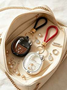 Mini Keychain Jewelry Box, Bear Mini Travel Jewelry Storage Box, Mini Jewelry Box, Portable Jewelry Box Earring Box, Compartment Storage For Earrings, Rings, Necklaces, Suitable For Commuting, Short Trips, Dorm Desk, Vanity Organization, Ideal For Delicate Girls, Students, Jewelry Lovers, Christmas, Back To School, Birthday, Best Friend Gifts, Mini Jewelry Organizer Box, Portable Ring Storage Box, Travel Small Jewelry Storage Box - Multicolor - View 4