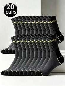 20 Pairs Men's Work Socks, Thick Wear-Resistant Labor Protection Socks, Sweat-Absorbent Multi-Function Set, Durable Long Socks For Construction Site - Multicolor - View 3