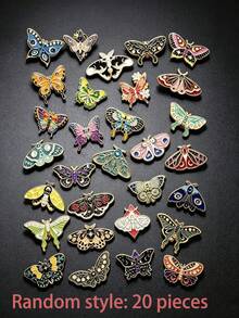 5/6/10/12/20/24pcs/Set Random Style Butterfly Enamel Badge Set Cute Enamel Backpack Badge Butterfly Brooch Round Collar Badge Steampunk Style Women's Badge Jewelry (Color/Style Random) - Butterfly - View 9