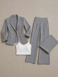 Women Suit Sets - Light Grey - View 6