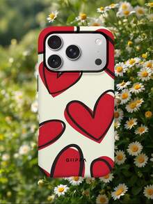 GIIPPA 1pc Red Heart Graffiti Pattern Design, Phone 17 Pro Max Phone Case, Compatible With Phone 16 Pro Max, 15 Pro Max, 14 Pro Max, Korean Style High-End Fashion Fun Phone Case, Compatible With 11/12/13/14/15/16 Pro Max Plus, Elegant Design Suitable For Men And Women, Perfect Gift For Girlfriend On Christmas, Valentine's Day, Easter, Wedding Season And Birthday! - Multicolor - View 8