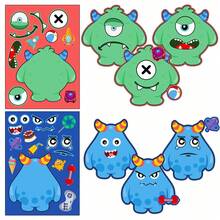 6/12/36pcs Cute Animal Face Stickers, Doodle Stickers Cartoon Rainbow Friends Interactive Scrapbooking Decorative Stickers - Multicolor - View 14