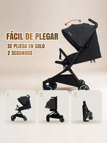 Lightweight Compact One-Way Stroller, Cabin-Approved Travel Stroller With Canopy And Storage Basket - Black - View 10