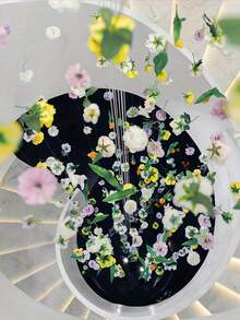 1 Set Embossed Realistic Floral Curtain, Includes Creative Photography Prop Decoration, Suitable For Indoor/Outdoor Floral Curtain And Romantic Wedding Scene Arrangement, Size 3-10cm, Random Size - Multicolor - View 2