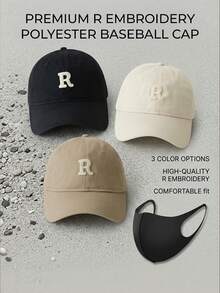 R Letter Embroidered Baseball Cap, All Season, Unisex, Soft Top Deep Crown Slimming Face Versatile Baseball Cap, Suitable For Daily Outings, Commuting, Running, Exercise, Couple Style - Multi-color a - View 6