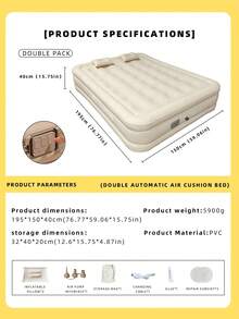Inflatable Air Mattress, Luxury Camping Pad, PVC Inflatable Sleeping Mat, Luxury Double Camping Air Bed With Built-In Pump, Thick Pad - Apricot - View 14