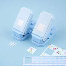 2件組（1件鋸齒邊正方形打孔器 + 1件實心正方形打孔器）分層鋸齒邊正方形紙張打孔器，適用於垃圾日記與剪貼簿，印章風格嵌套手工打孔器，精確對齊鏤空設計，適用於卡片製作 - 藍色 - 2件套裝 - 查看 10