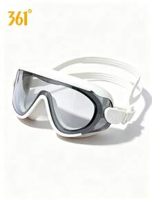 361degree 1pc 361° Large Frame Wide View HD Anti-Fog Waterproof Leakproof Swim Goggles For Women Men Adult, With Portable Storage Case, Pool Beach Swimming Gear - Silver Moon White - View 4