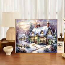 1PC DIY 5D Diamond Painting Kit Snow Cabin Pattern - Round Full Diamond Art Mosaic Craft, Home Wall Decor, Unframed - No Frame - View 2