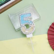 HIBIRTH 1pc Creative Ocean Theme Birthday Number Candle Cake Decoration 0-9 Indoor Cake Candle Starfish Beach Candle Birthday Party Baking Plug-In - View 11