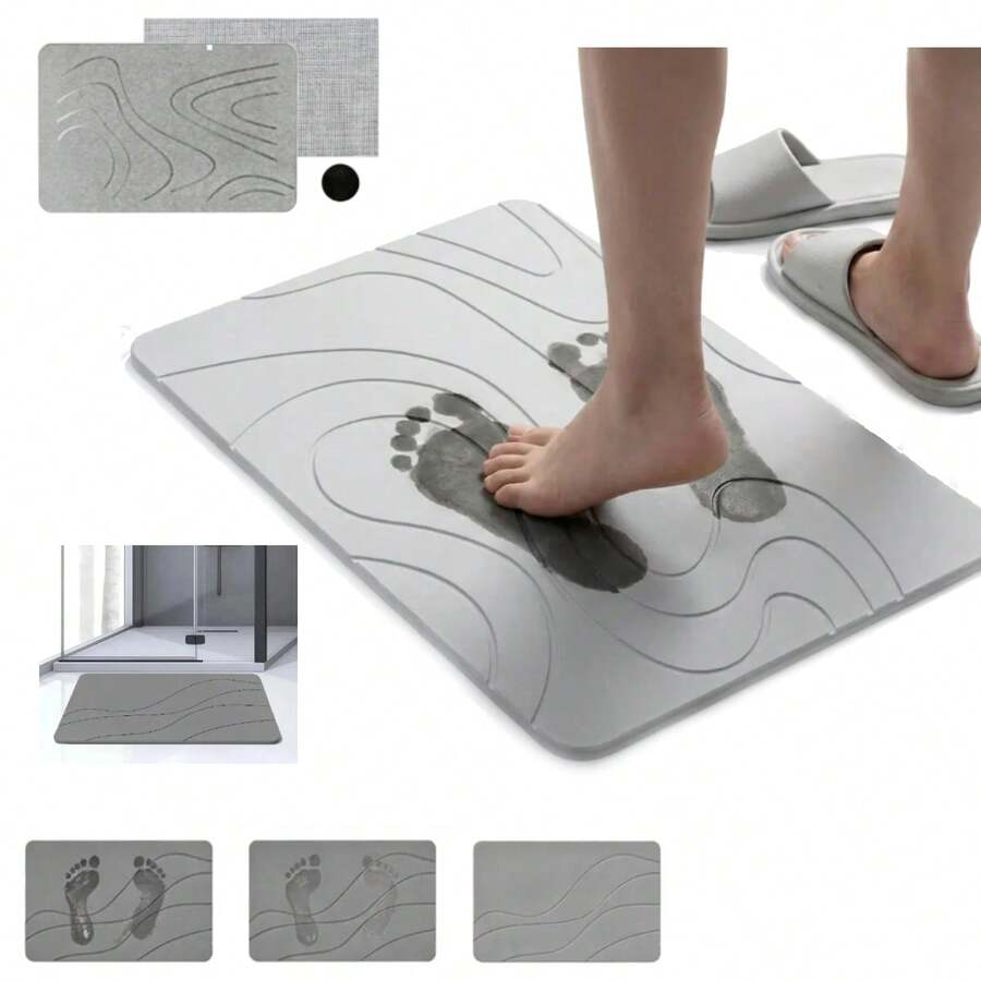 Diatomite Stone Bath Mat, Quick-Drying, Super Absorbent, Non-Slip And Easy To Clean, 60 * 39cm - A - View 1