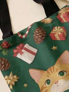 1pc Cat Print Shoulder Tote,Large Capacity For Books,Groceries & Daily Beach Travel School Use.For Students & Women,Great Daily Bag Or Gift - Multicolor - View 7