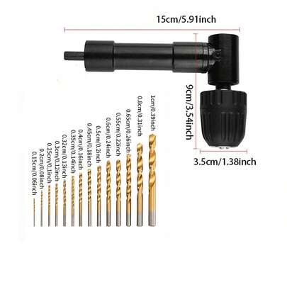 UNISURE 1 Set 149pcs Titanium Coated High-Speed Steel Multi-Function Drilling Positioning Kit With Right Angle Drill Adapter + Center Punch Locator, Minimalist Gold Twisted Drill, L-Shaped Alloy Corner Adapter, Minimalist Silver Black Center Punch, Drilling Positioning Auxiliary Tool, Suitable For Cabinet Corners, Vehicle Narrow Spaces, Car Repair, Home Improvement And Father's Day Gift