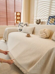 ZXZGM 1 pièce Housse de canapé en velours minimaliste de luxe, housse de canapé de style bohème, housse de canapé de luxe épaisse et à la mode, texture de qualité premium haut de gamme, décorer le canapé, protéger le canapé, décoration de la maison, adapté aux animaux de compagnie, antidérapant, anti-poussière, anti-griffures de chat, adapté aux animaux de compagnie, utilisation toute saison, convient pour la chambre, le salon, la librairie, le bureau, la voiture, le club, la fête, canapé 1-4 personnes, canapé en L, housse de canapé, housse de canapé - Beige - Voir 6
