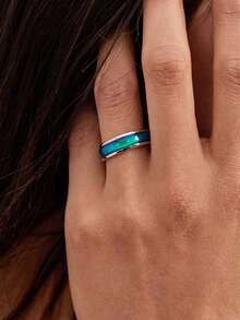 1pc Mood Ring With Thermochromic Stone, Stainless Steel Ring, Perfect Accessory For Daily Wear And Party, Ideal Gift For Family And Friends - Multicolor - View 5